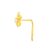 22K Yellow Gold Pearl Large Floral Nose Pin with Wire with gold weight of 0.3g